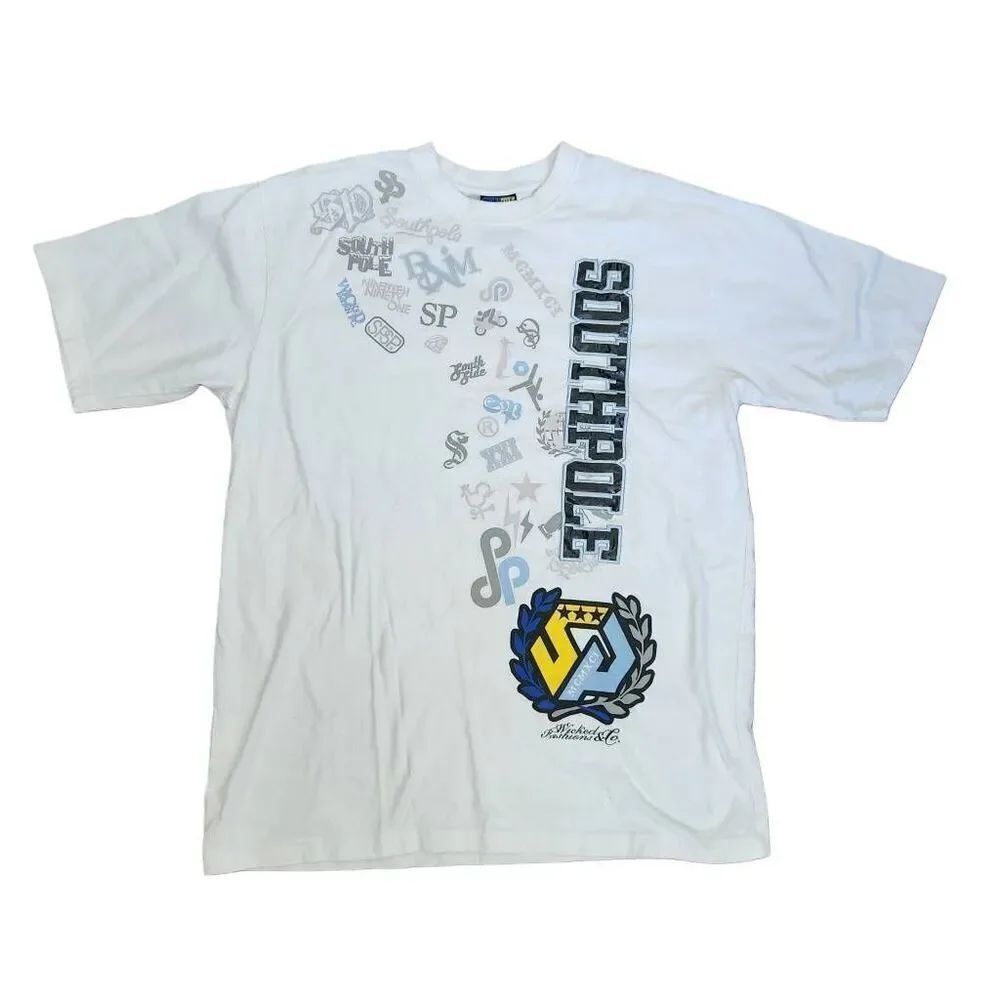 South Pole mens xl white y2k t-shirt gangster grafitti